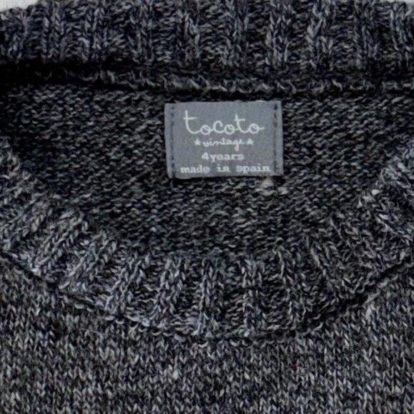 TOCOTO VINTAGE - KNIT LONG SLEEVE TOP - GREY/TAN - 41%WOOL - 10Y - Picture 4 of 4